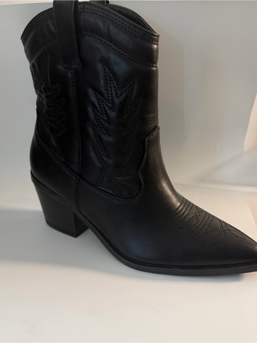 BAMBOO Black Western-Inspired Ankle Booties
